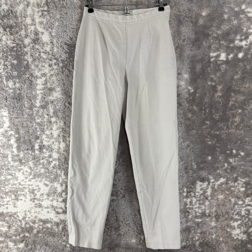 L.L.‎ Bean Size 6 High Rise Side Zip Tapered Chino Trousers Beige Pants Women